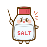 【栄養・栄養素】説明をする食塩さんのかわいいフリーイラスト